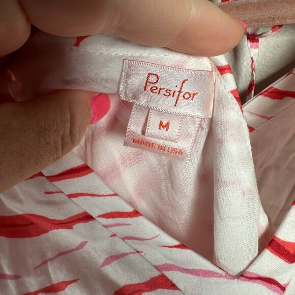 Persifor Brie Dress Size Medium Zebra Pink Tunic Neck Fringe Coverup Preppy NWT - Picture 12 of 12